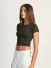 HARLOW RIBBED SEAMLESS TEE - CHARCOAL - CLEARANCE sold by Boathouse