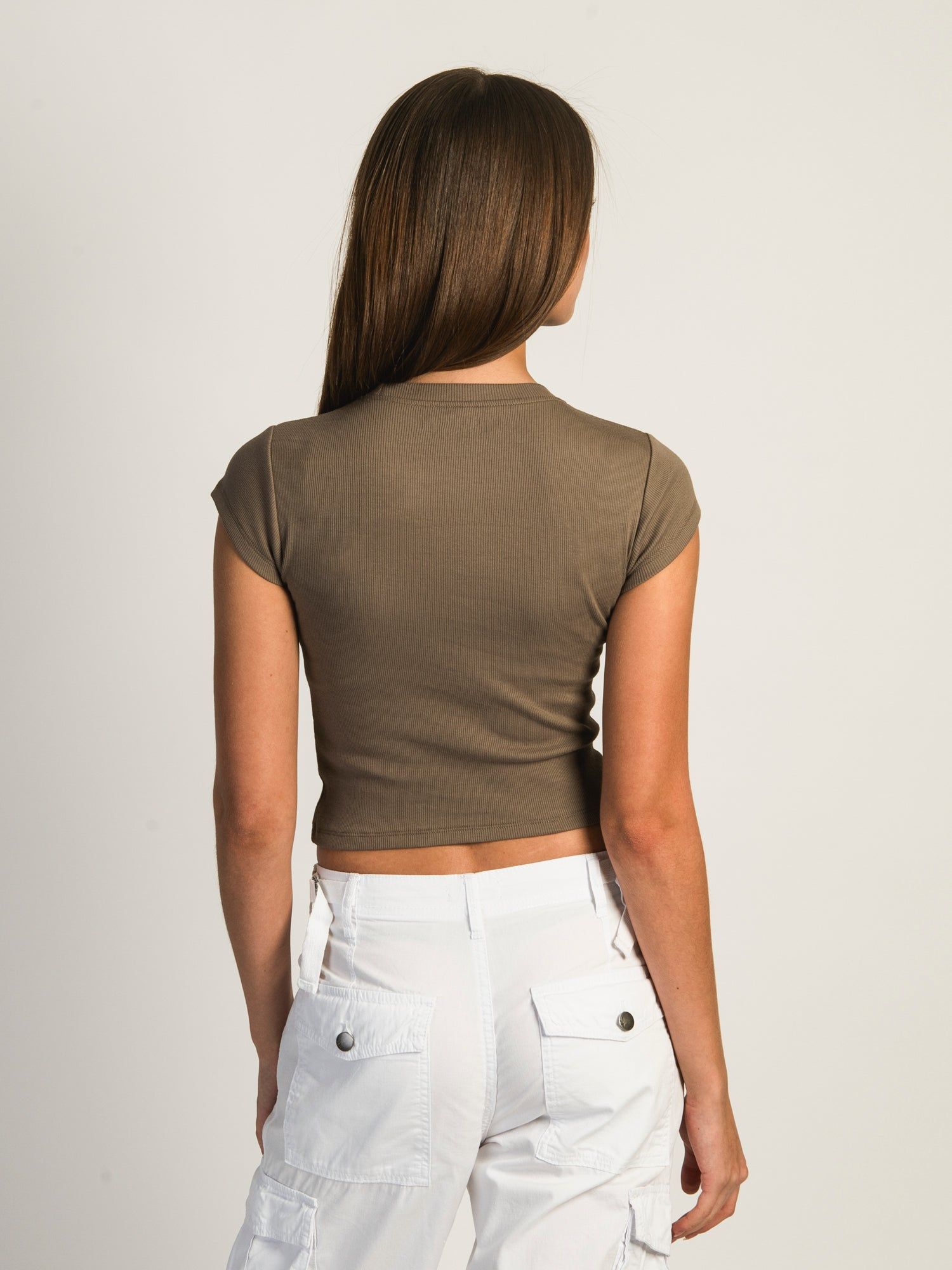 HARLOW RIBBED BABY TEE - MUSHROOM - CLEARANCE sold by Boathouse product image thumbnail 3