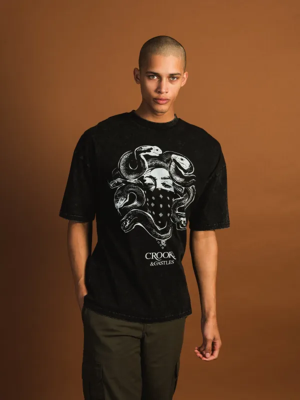 CROOKS & CASTLES NEW MEDUSA ACID WASH T-SHIRT sold by Boathouse