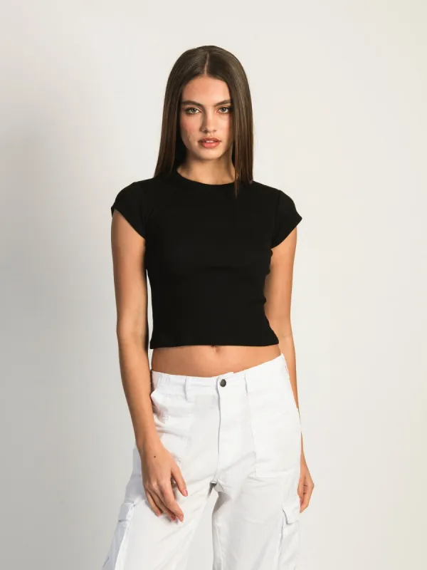 HARLOW RIBBED BABY TEE - BLACK - CLEARANCE sold by Boathouse