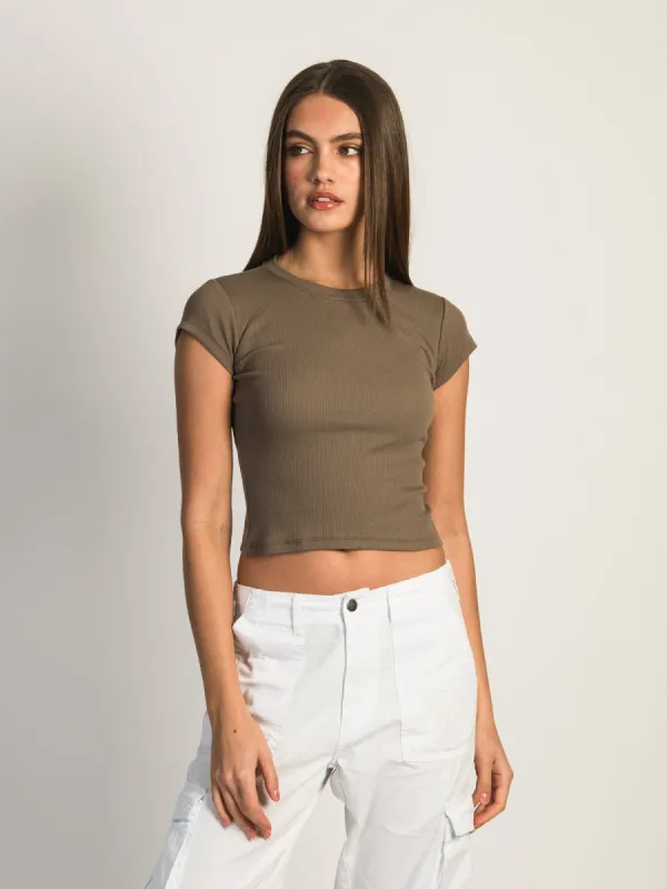 HARLOW RIBBED BABY TEE - MUSHROOM - CLEARANCE sold by Boathouse