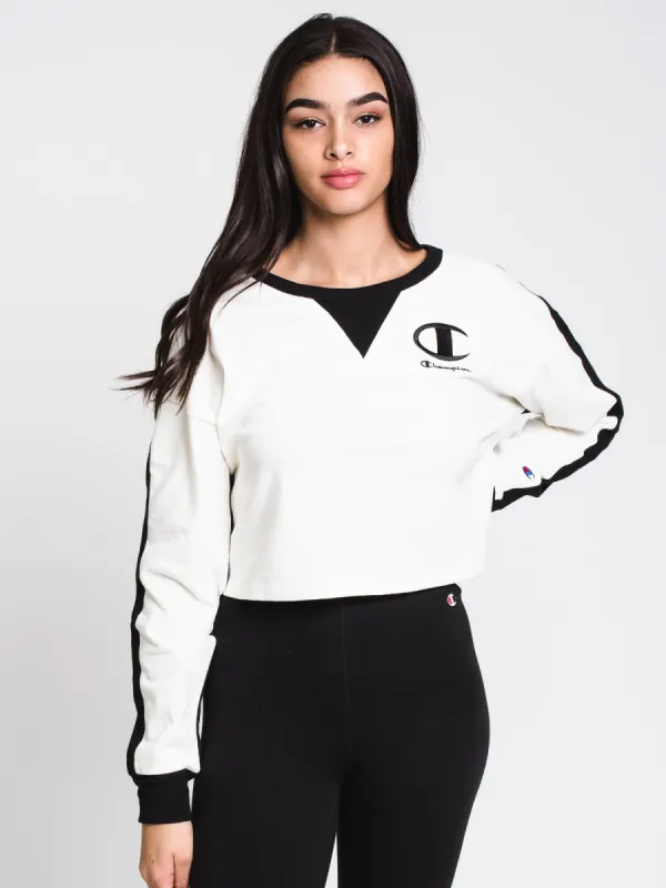 WOMENS BLOCKING CROP LONG SLEEVE TEE - CHALK - CLEARANCE sold by Boathouse