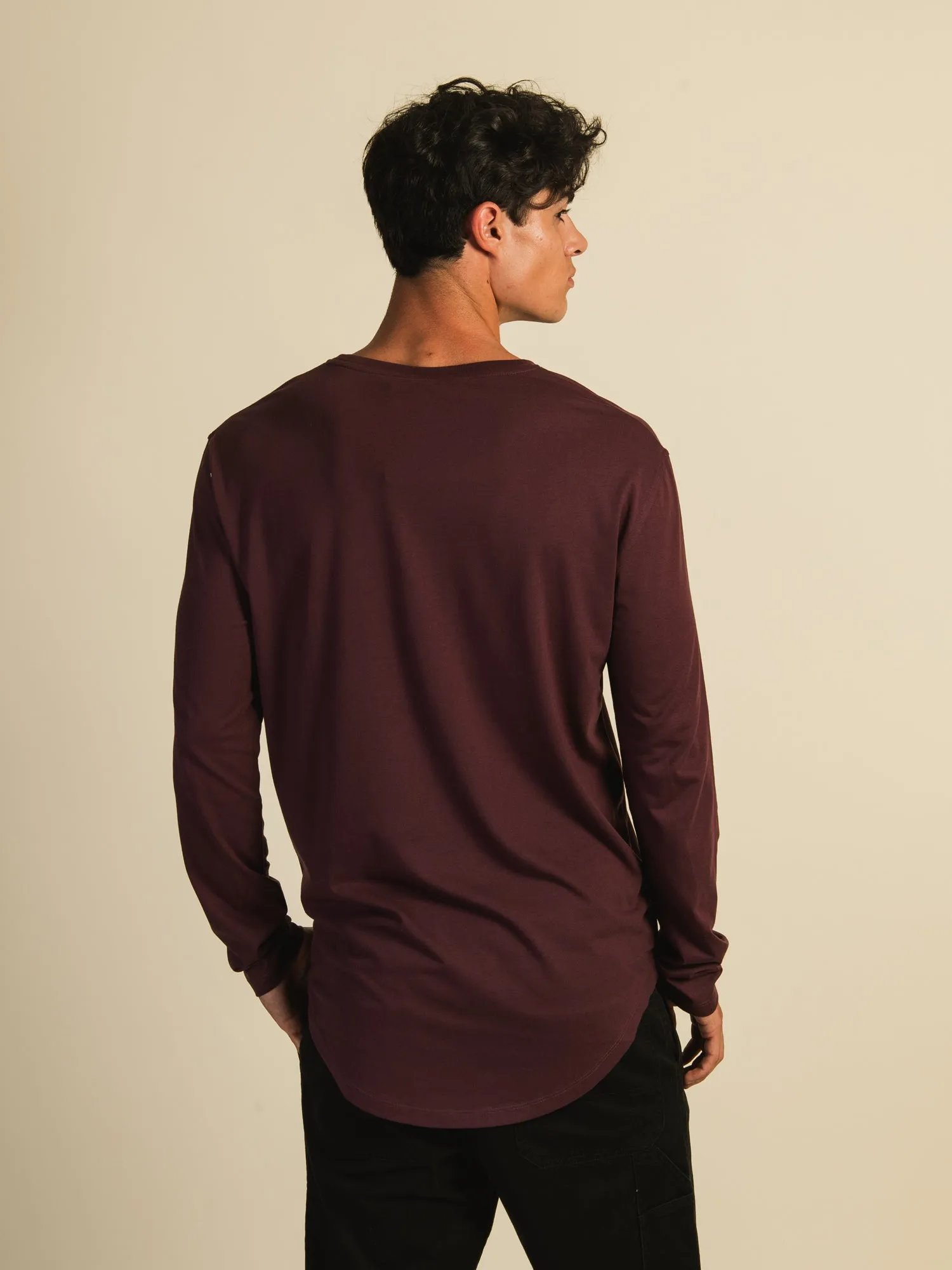LONGLINE LONG SLEEVE TEE - MERLOT sold by Boathouse product image thumbnail 3