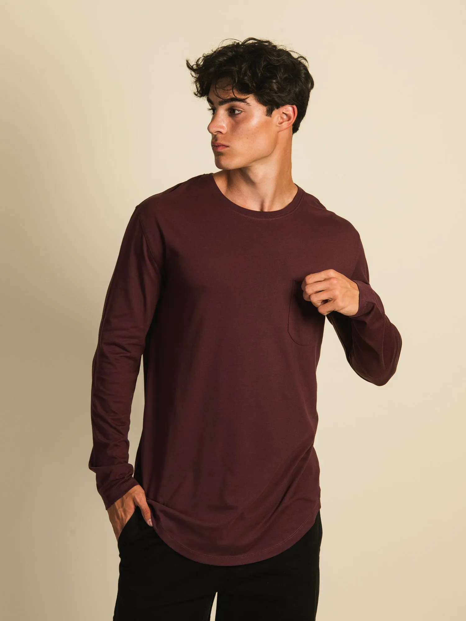 LONGLINE LONG SLEEVE TEE - MERLOT sold by Boathouse product image thumbnail 2