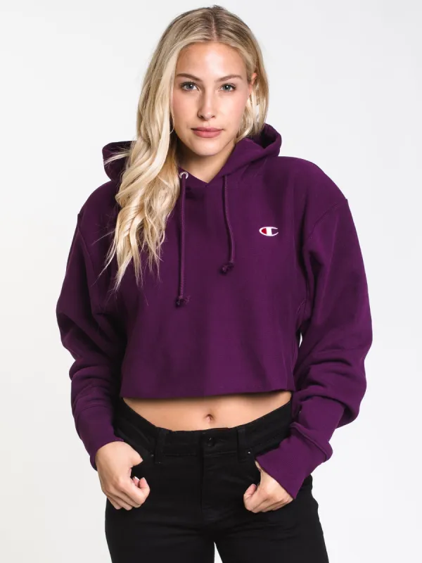 WOMENS CROP CUTOFF PULLOVER HOODIE- PURPLE - CLEARANCE sold by Boathouse