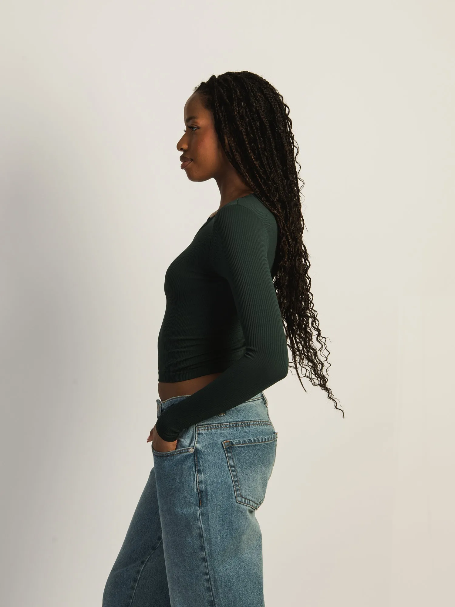 HARLOW HARPER NOTCH LONG SLEEVE - FOREST sold by Boathouse product image thumbnail 2