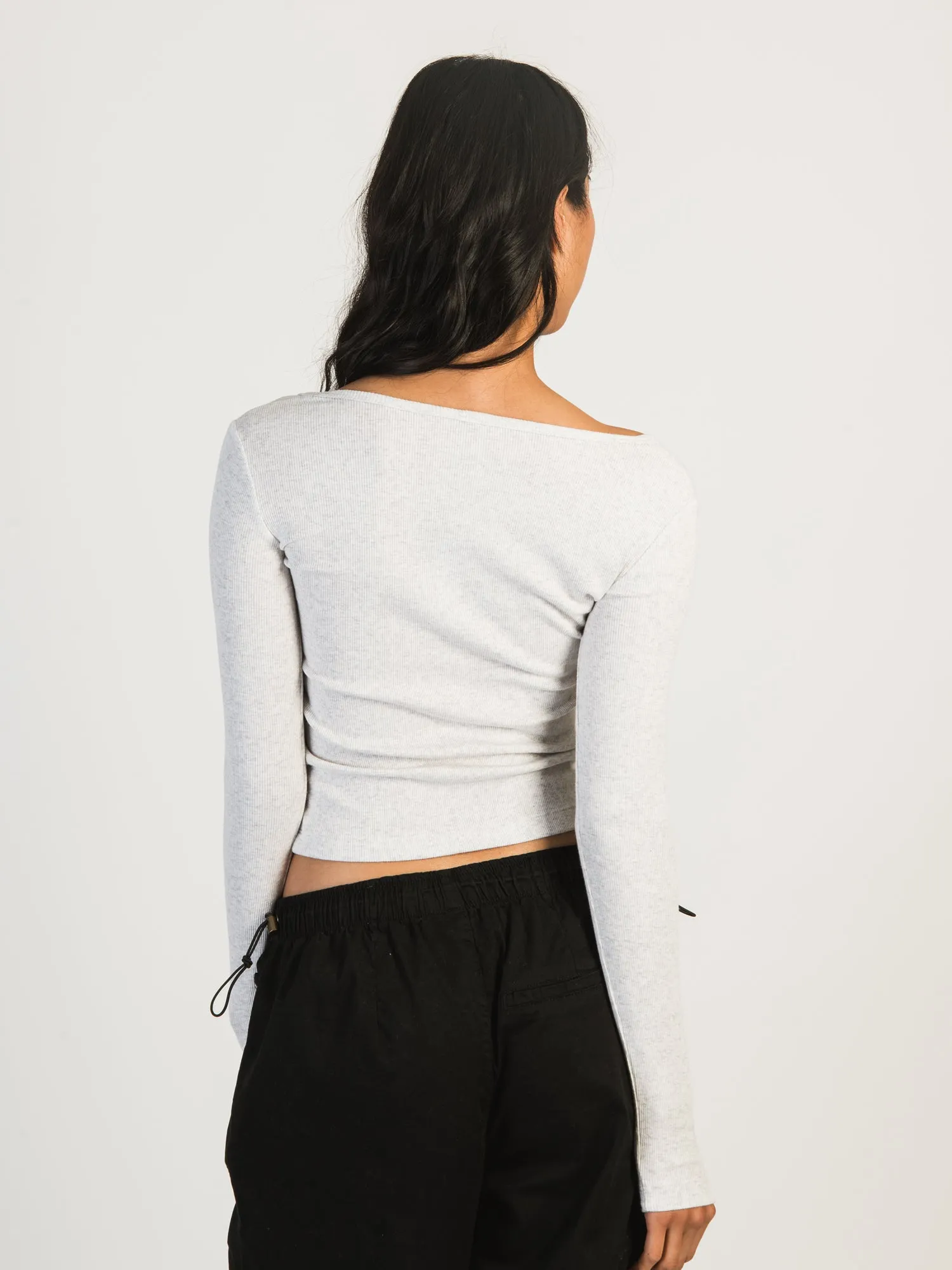 HARLOW DAPHNE LONG SLEEVE MELANGE HENLEY - CLOUD sold by Boathouse product image thumbnail 5