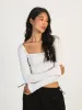 HARLOW DAPHNE LONG SLEEVE MELANGE HENLEY - CLOUD sold by Boathouse