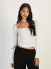 HARLOW DAPHNE LONG SLEEVE MELANGE HENLEY - CLOUD sold by Boathouse