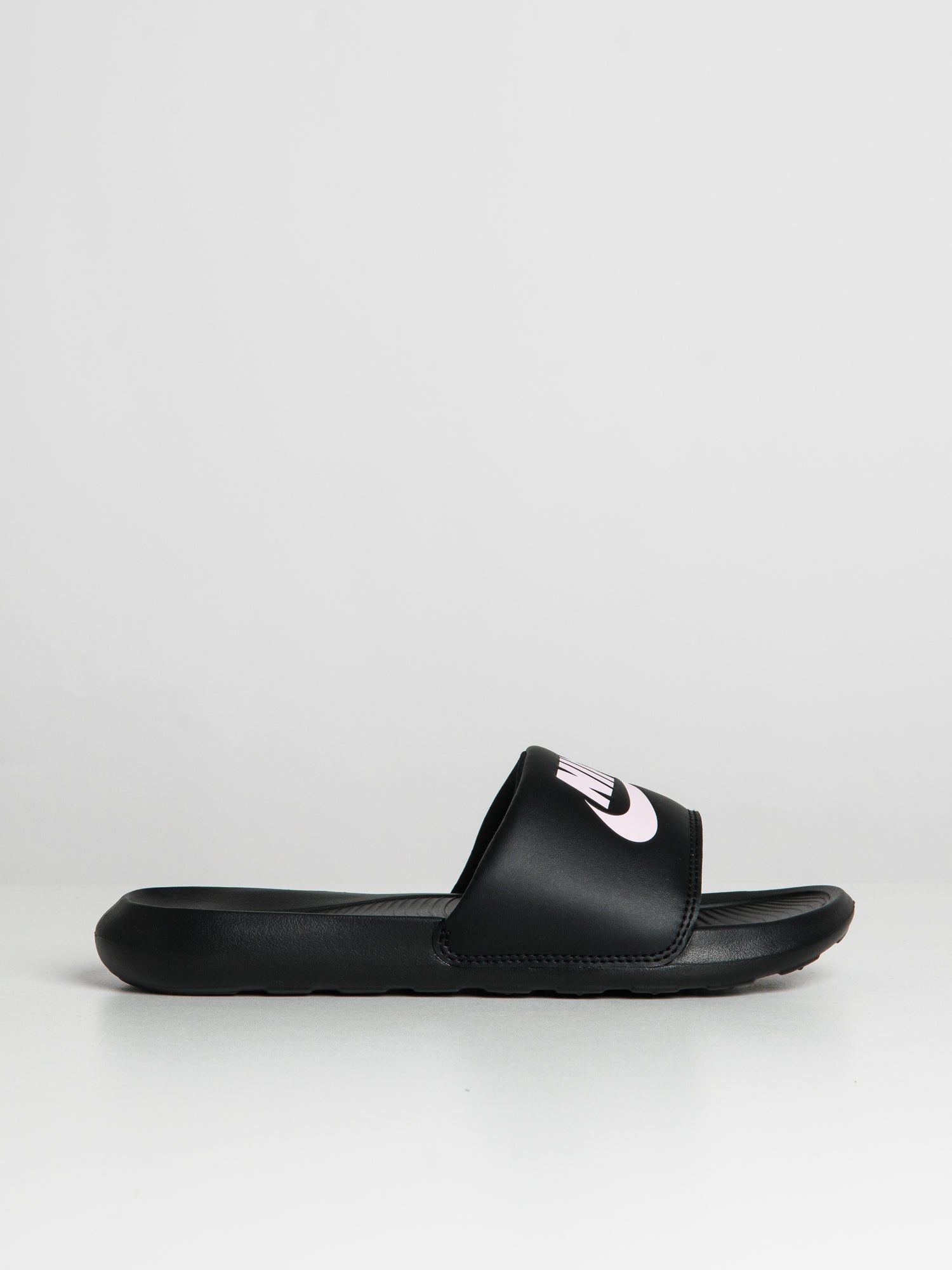 WOMENS NIKE VICTORI ONE SLIDES - BLACK/LIGHT ARCTIC PINK sold by Boathouse