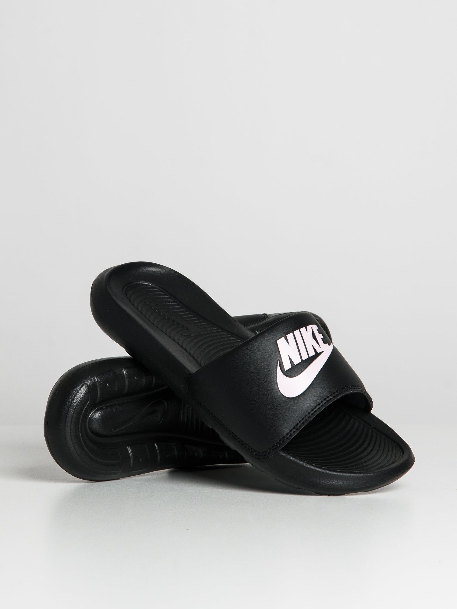 WOMENS NIKE VICTORI ONE SLIDES - BLACK/LIGHT ARCTIC PINK sold by Boathouse product image thumbnail 2