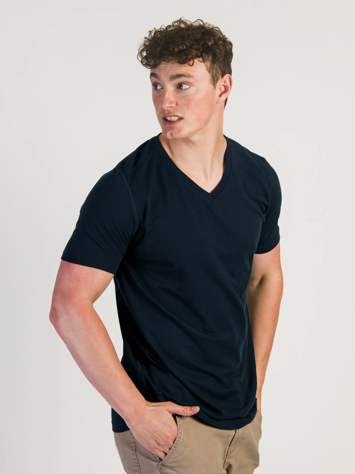VICTOR V-NECK TEE - NAVY sold by Boathouse