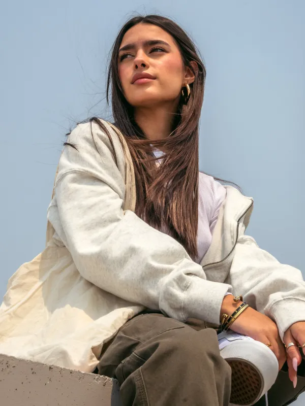 HARLOW JOSIE ZIP UP MELANGE HOODIE - CLOUD sold by Boathouse