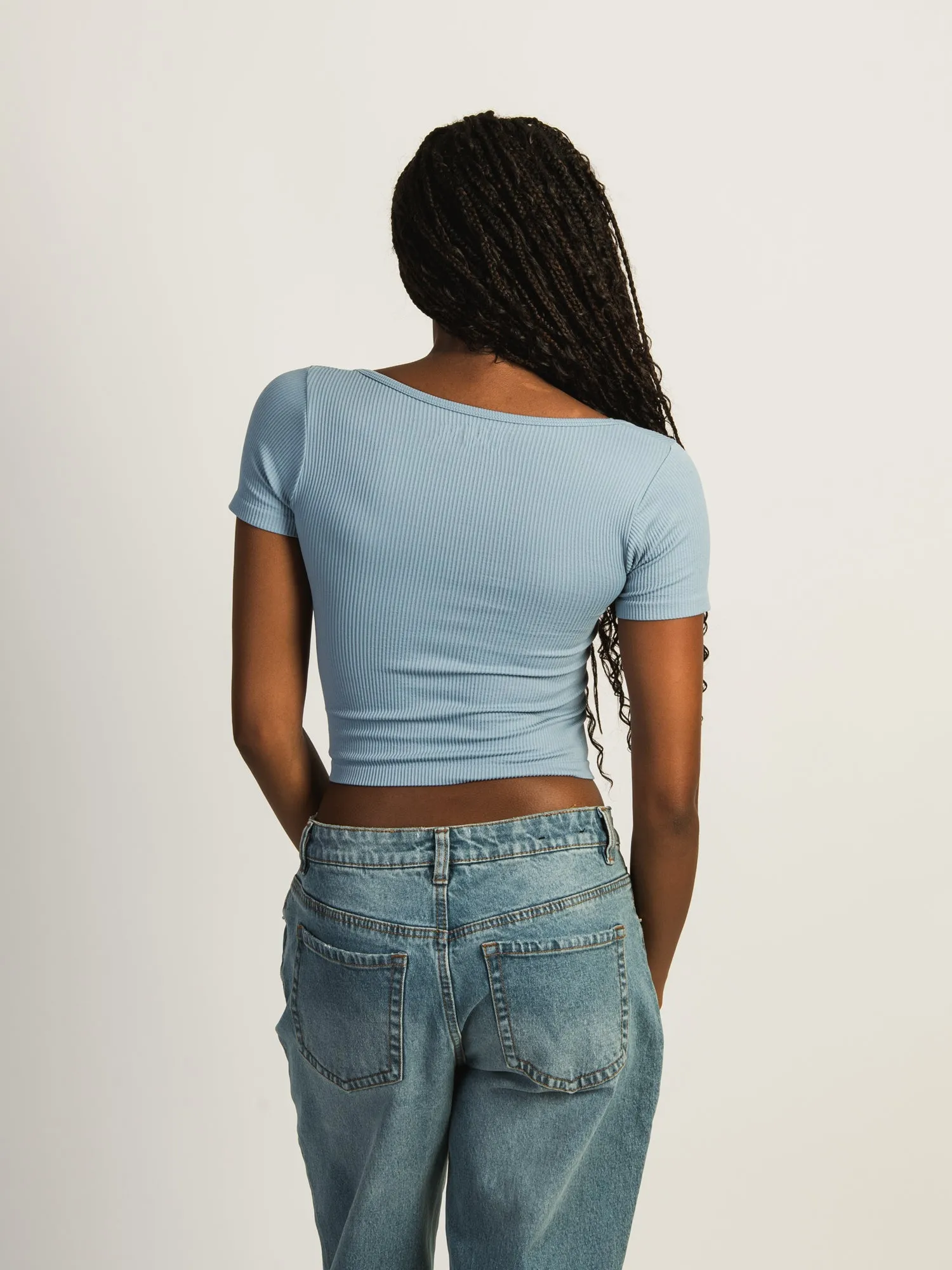 HARLOW SQUARENECK SEAMLESS TEE - BLUEBERRY sold by Boathouse product image thumbnail 3