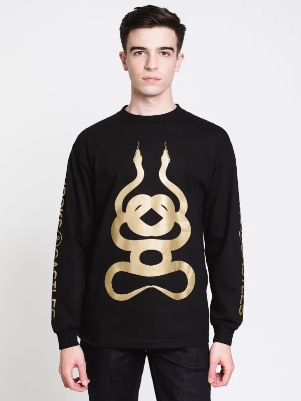 MENS GOLD DUEL SNAKES LONG SLEEVE T-SHIRT - BLACK - CLEARANCE made by Boathouse