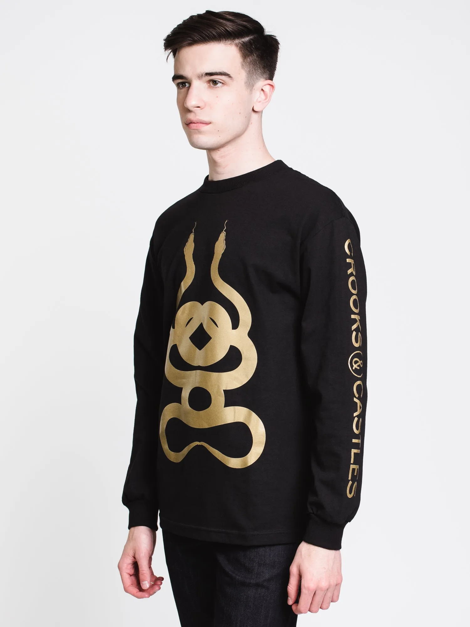 MENS GOLD DUEL SNAKES LONG SLEEVE T-SHIRT - BLACK - CLEARANCE sold by Boathouse product image thumbnail 3