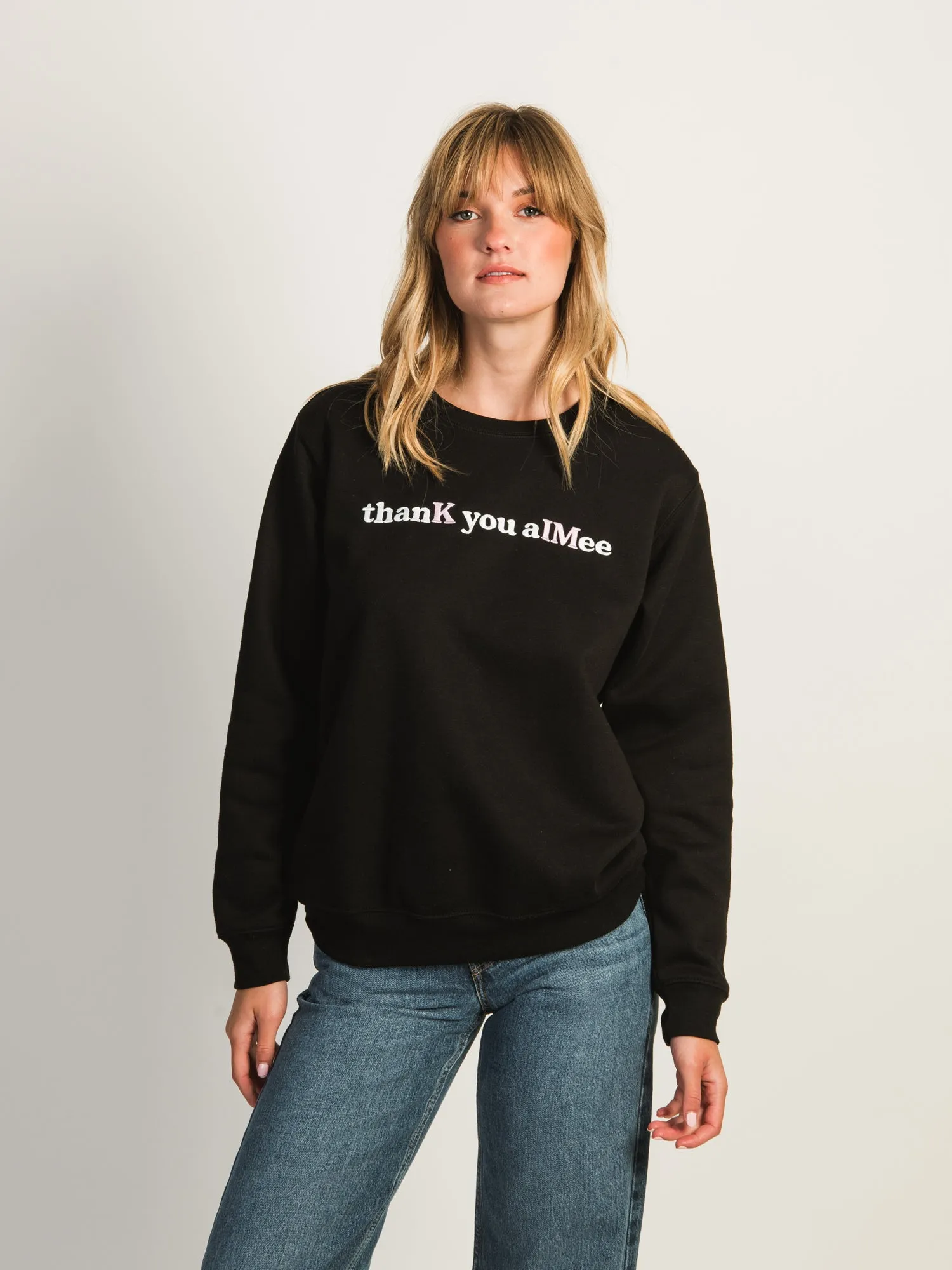 VERBAGE THANK YOU AlMEE FLEECE CREWNECK sold by Boathouse product image thumbnail 2