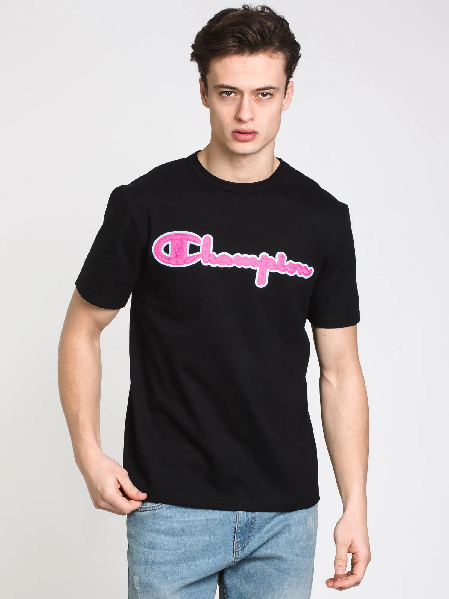 MENS HERITAGE CHNL SCRIPT SHORT SLEEVE T-BLK - CLEARANCE sold by Boathouse