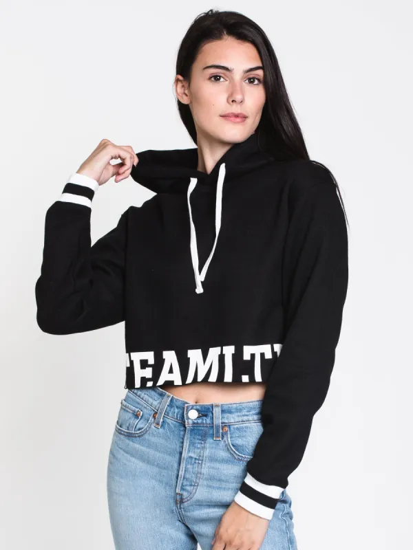 WOMENS VARSITY CROP HOODIE - BLACK - CLEARANCE sold by Boathouse