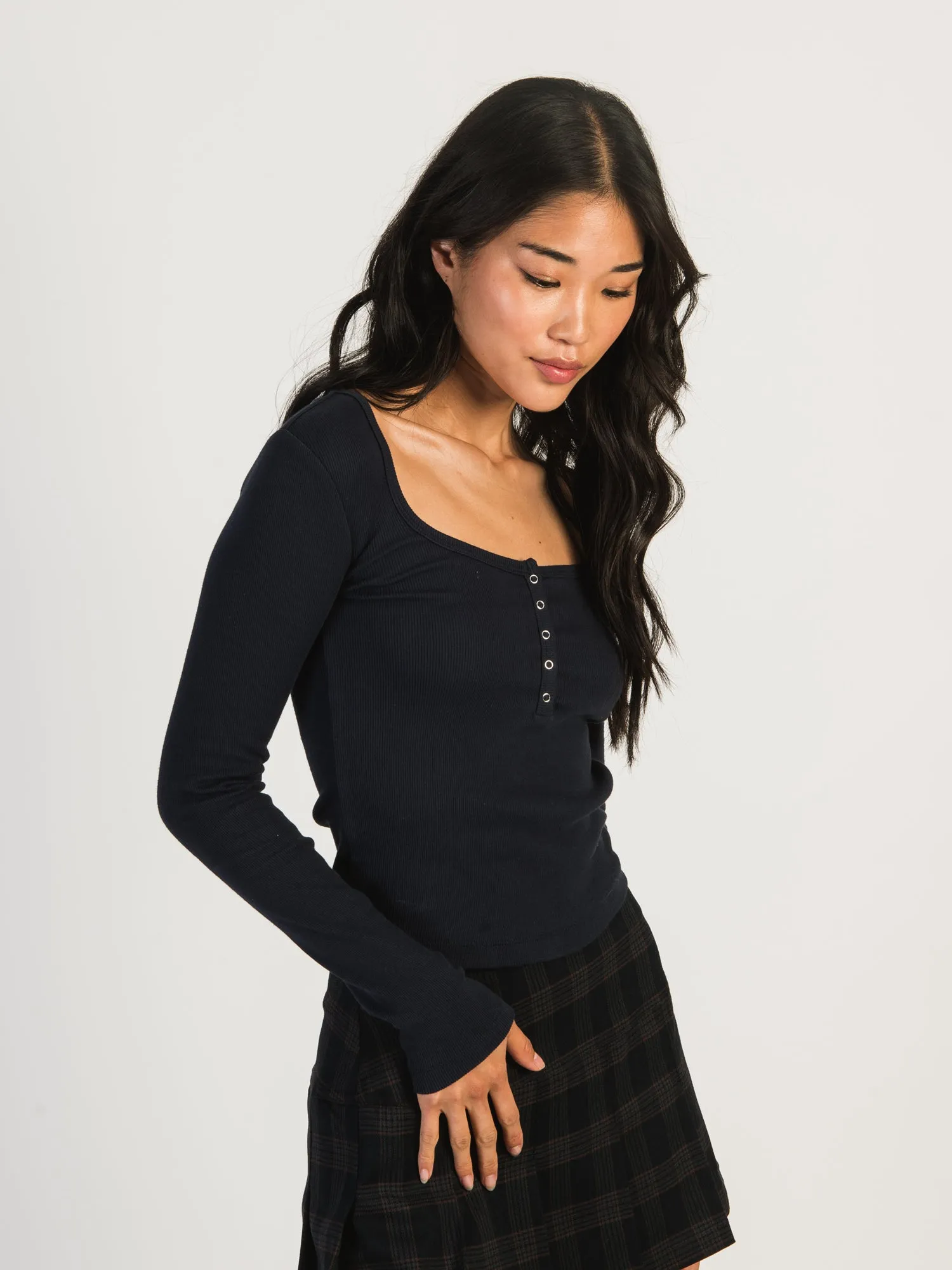 HARLOW DAPHNE LONG SLEEVE HENLEY - NAVY sold by Boathouse product image thumbnail 2