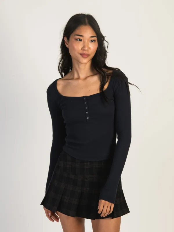 HARLOW DAPHNE LONG SLEEVE HENLEY - NAVY sold by Boathouse