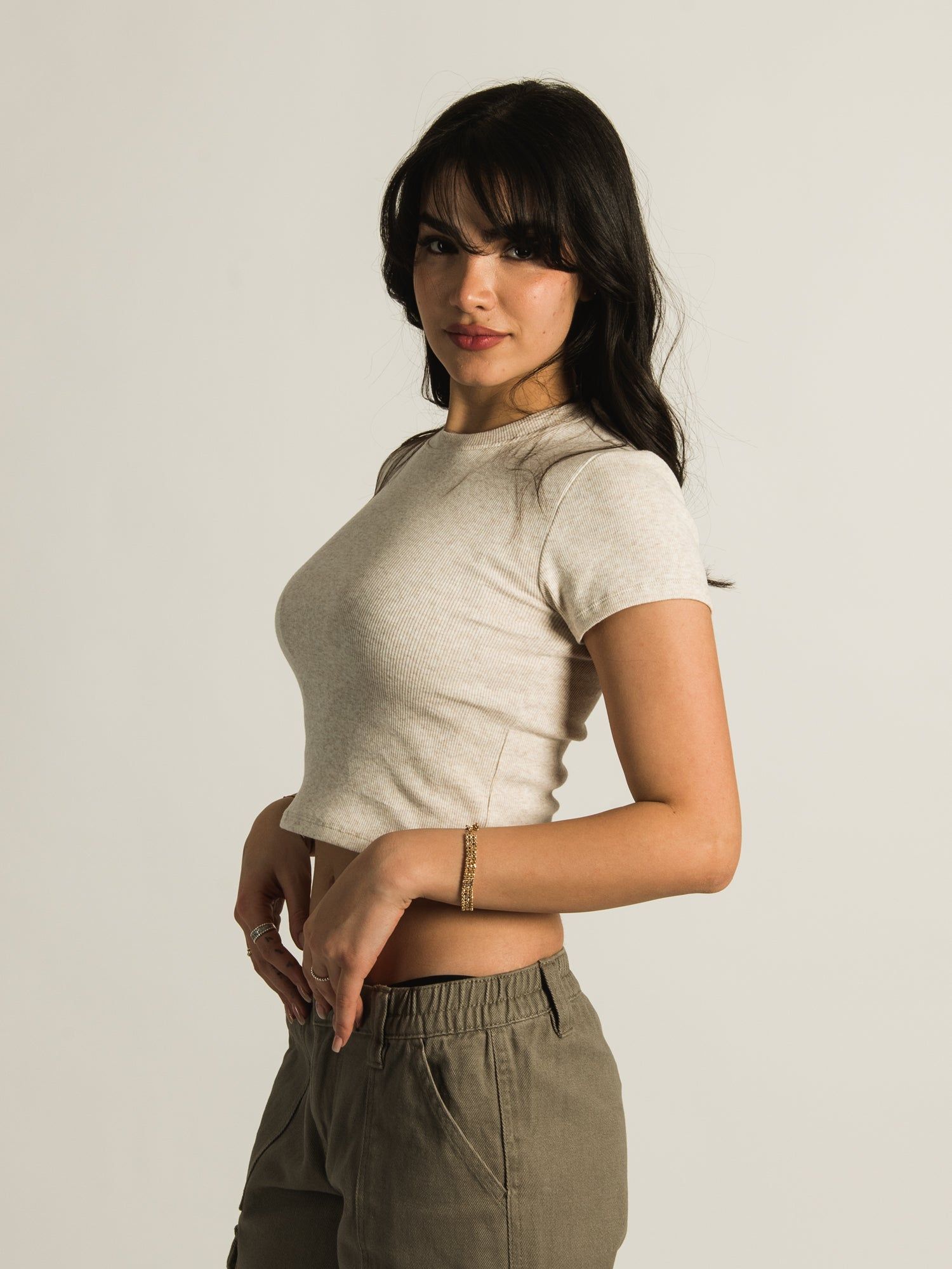 HARLOW RIBBED MELANGE BABY TEE - CLEARANCE sold by Boathouse product image thumbnail 3