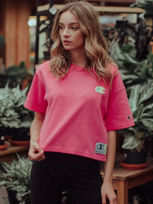 WOMENS CROP HERITAGE SHORT SLEEVE TEE - PINK - CLEARANCE sold by Boathouse