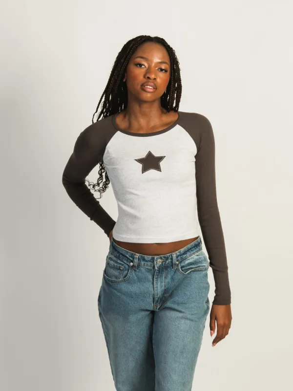 HARLOW BLAIR LONG SLEEVE PRINT RAGLAN - STAR sold by Boathouse