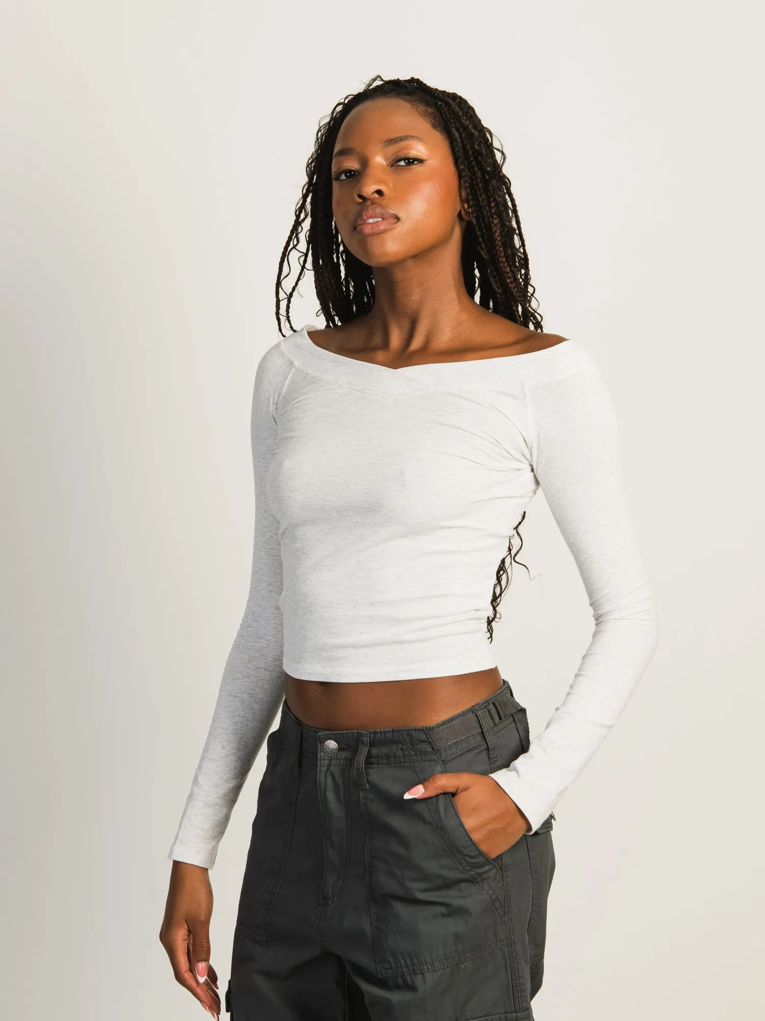 HARLOW CHLOE MELANGE LONG SLEEVE - CLOUD sold by Boathouse