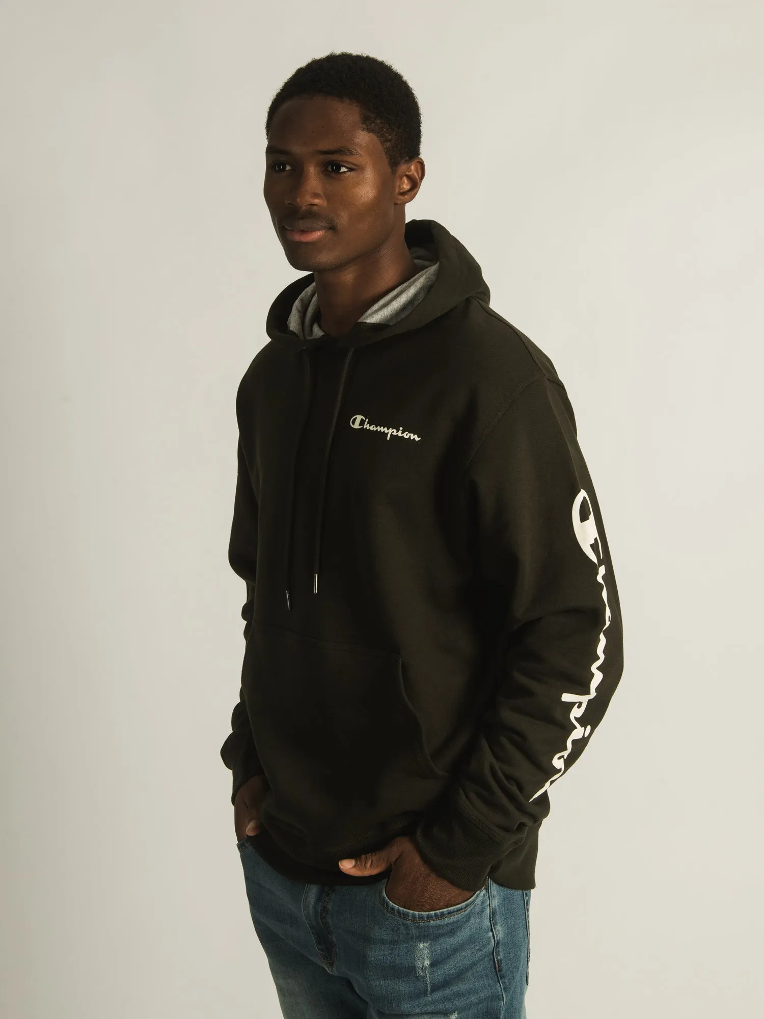 CHAMPION POWERBLEND SLEEVE & SCRIPT HOODIE - CLEARANCE sold by Boathouse