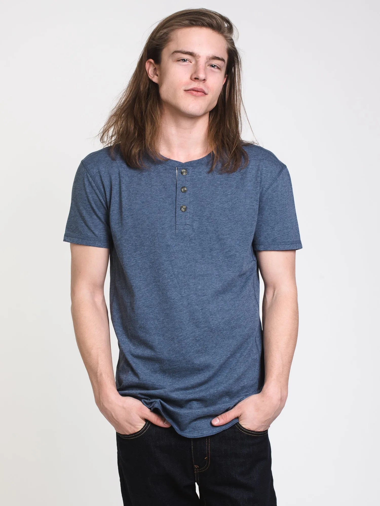 MENS LONGLINE MELANGE HENLEY - CLEARANCE sold by Boathouse