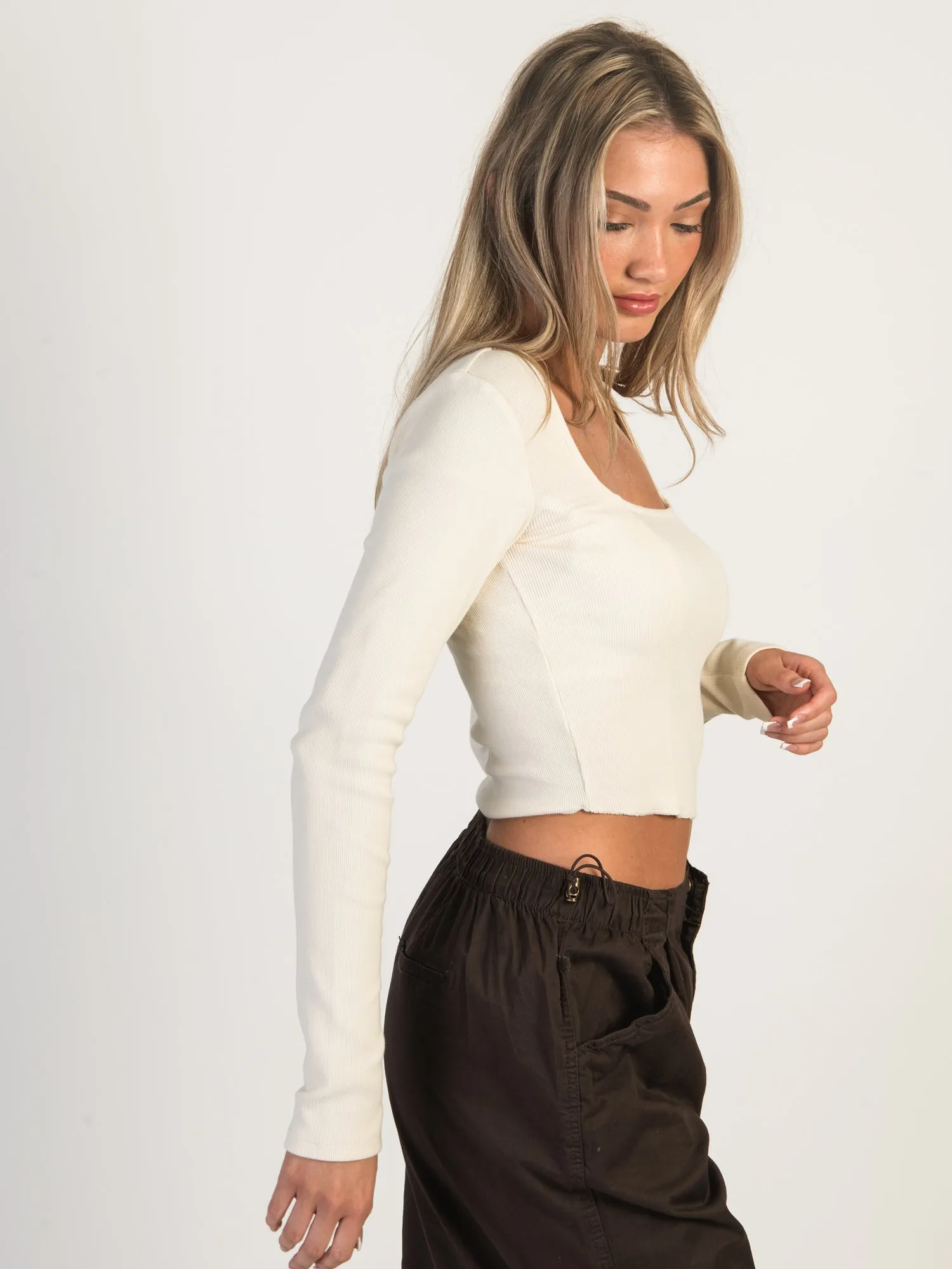 HARLOW SQUARE NECK LONGSLEEVE - CREAM - CLEARANCE sold by Boathouse product image thumbnail 2