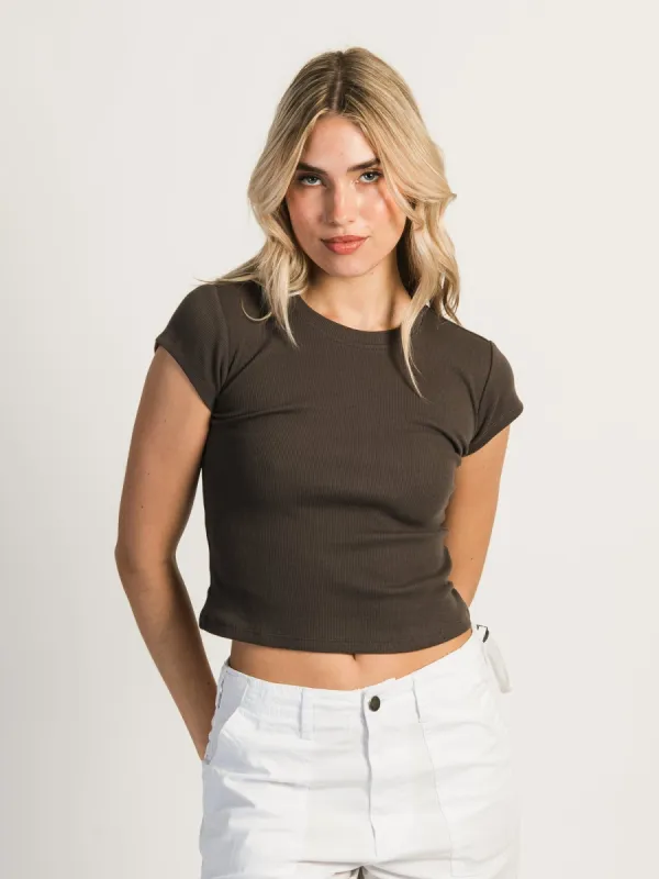 HARLOW RIBBED BABY TEE - CHARCOAL - CLEARANCE sold by Boathouse
