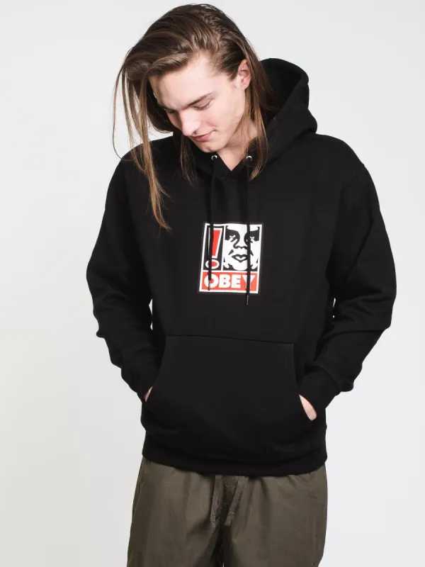 MENS BOX EXCLAMATION PULLOVER HOODIE - BLACK - CLEARANCE sold by Boathouse