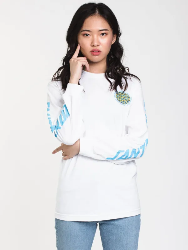 WOMENS HANDSA WHEEL LONG SLEEVE TEE - WHITE - CLEARANCE made by Santa Cruz Skateboards