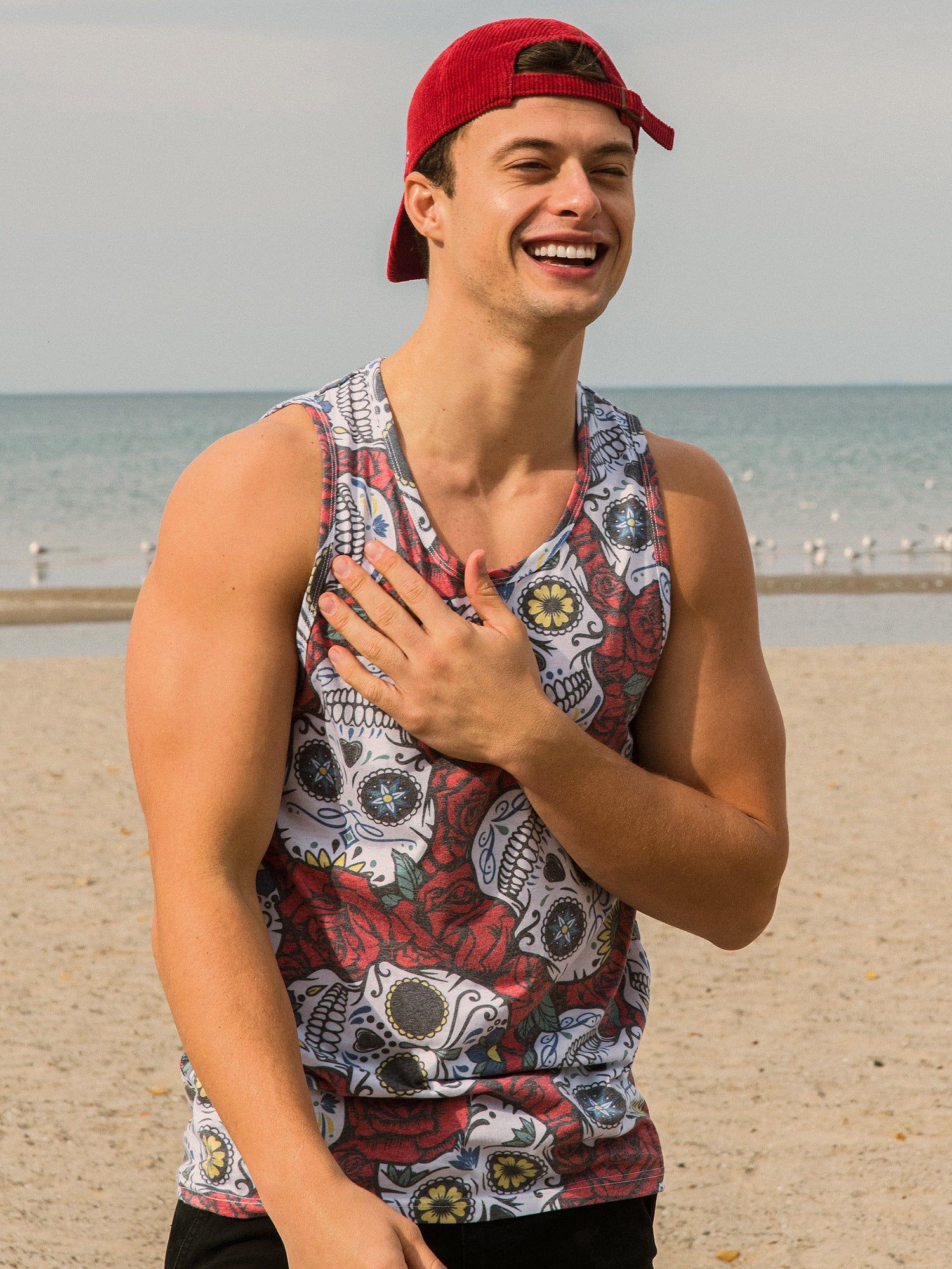 KOLBY JULIAN SCATTER PRINT TANK - RED sold by Kolby