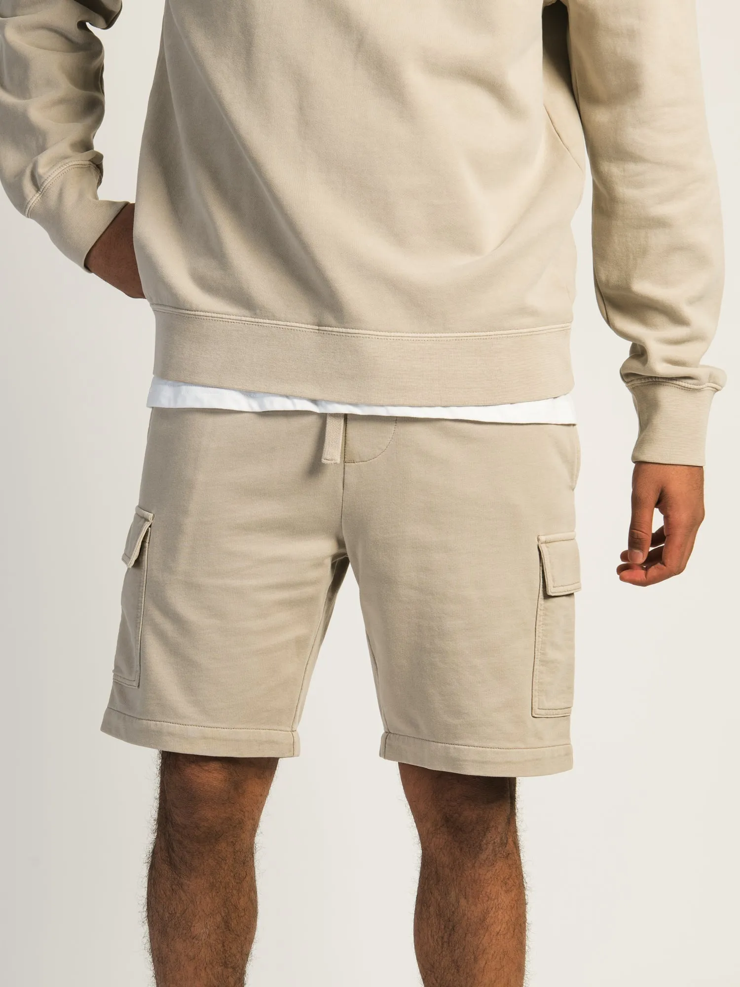 KOLBY GARMENT DYE FRENCH TERRY CARGO SHORT - OATMEAL sold by Kolby