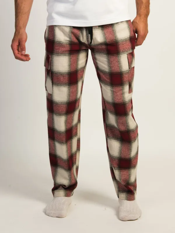 KOLBY THOMAS CARGO PLAID PANT - BURGUNDY sold by Kolby