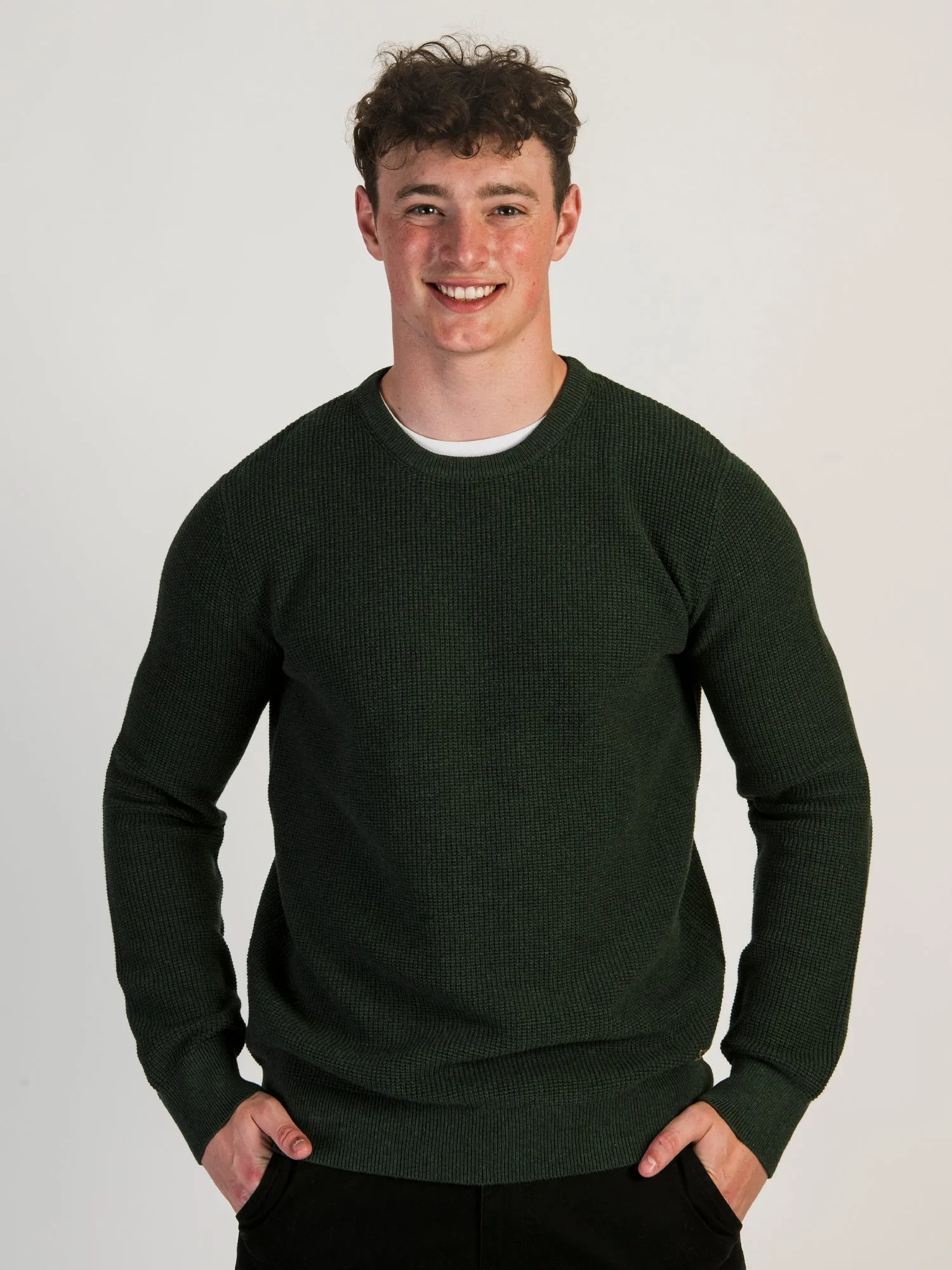 KOLBY WAFFLE KNIT CREW COLLAR sold by Kolby