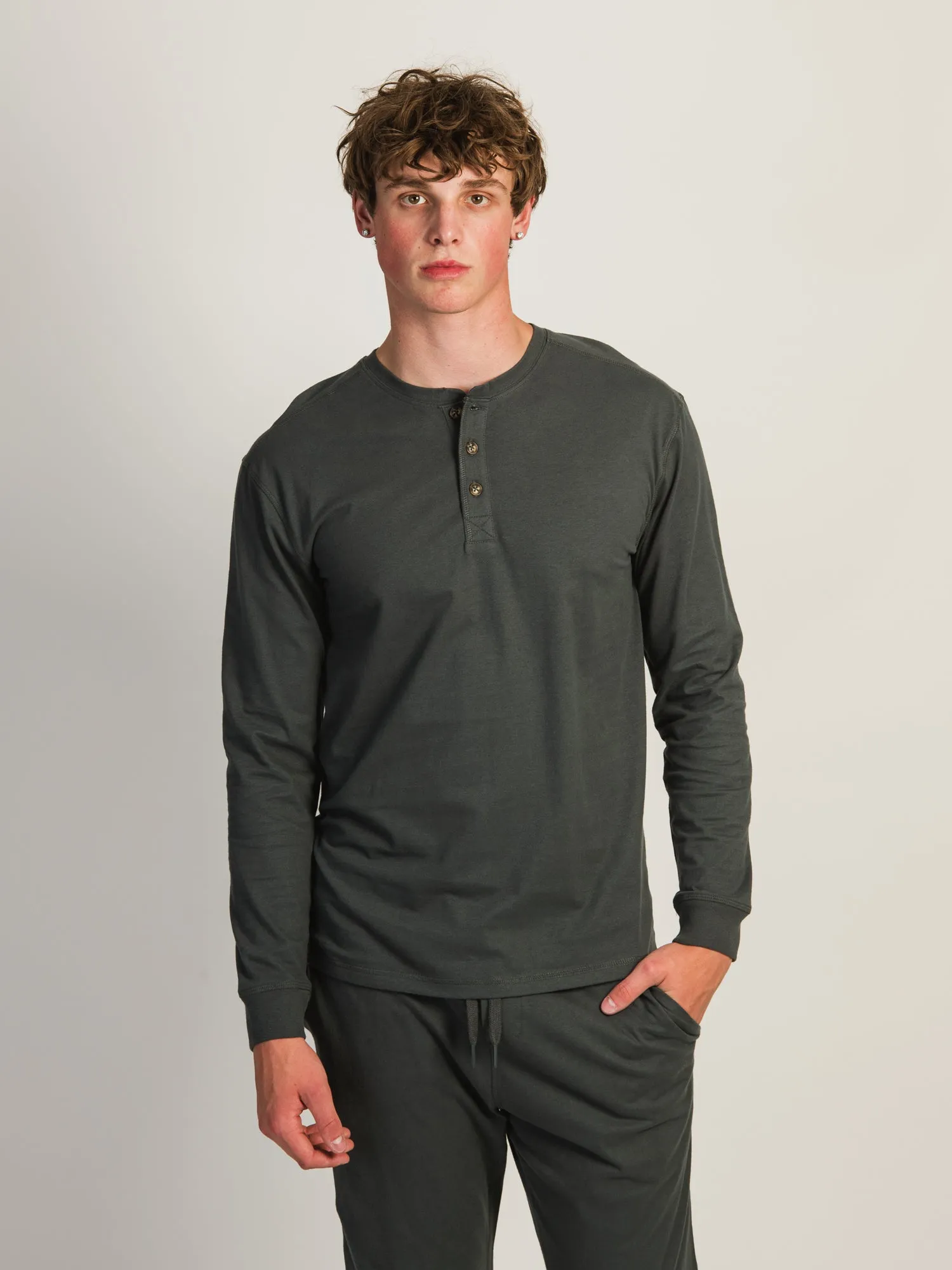 KOLBY SUEDED HENLEY - ASH sold by Kolby