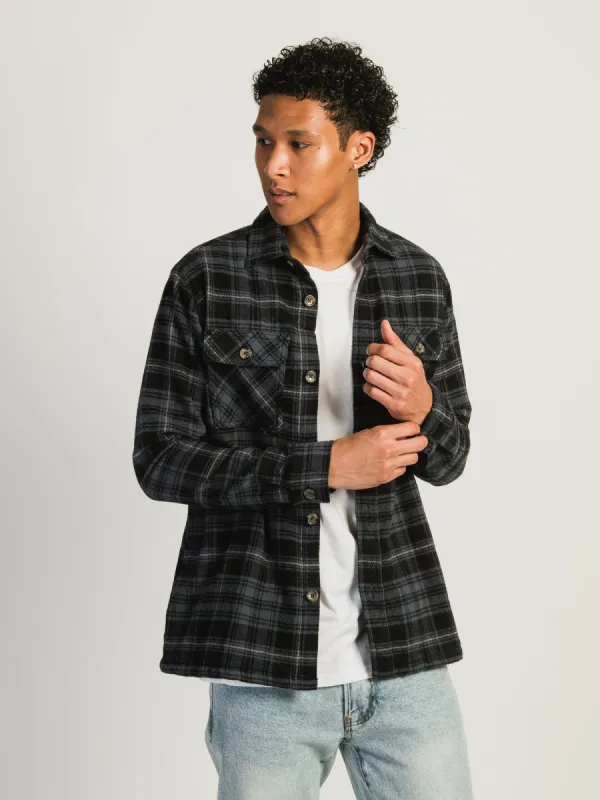 KOLBY OVERSIZED BUTTON UP - BLACK sold by Kolby