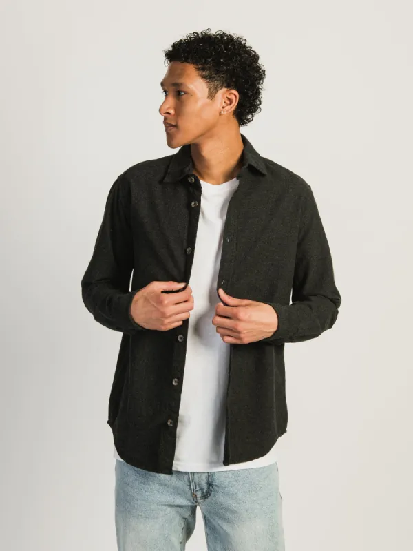 KOLBY EVERYDAY FLANNEL BUTTON UP - DARK GREY sold by Kolby