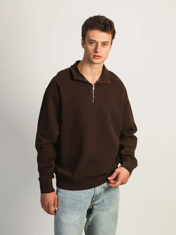 KOLBY PARKER VINTAGE WASH QUARTER ZIP - BROWN sold by Kolby