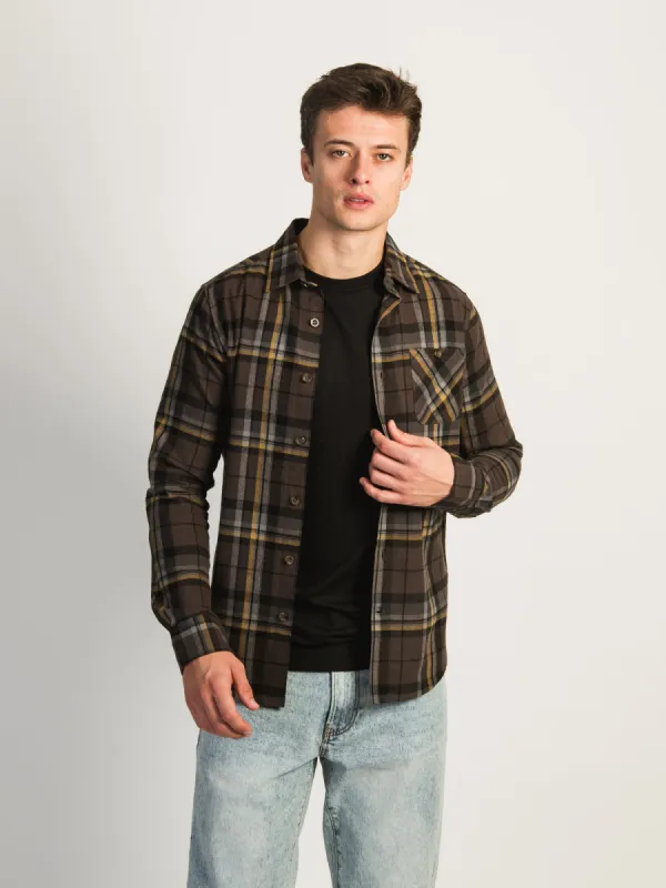 KOLBY CLASSIC PLAID BUTTON UP - BROWN sold by Kolby