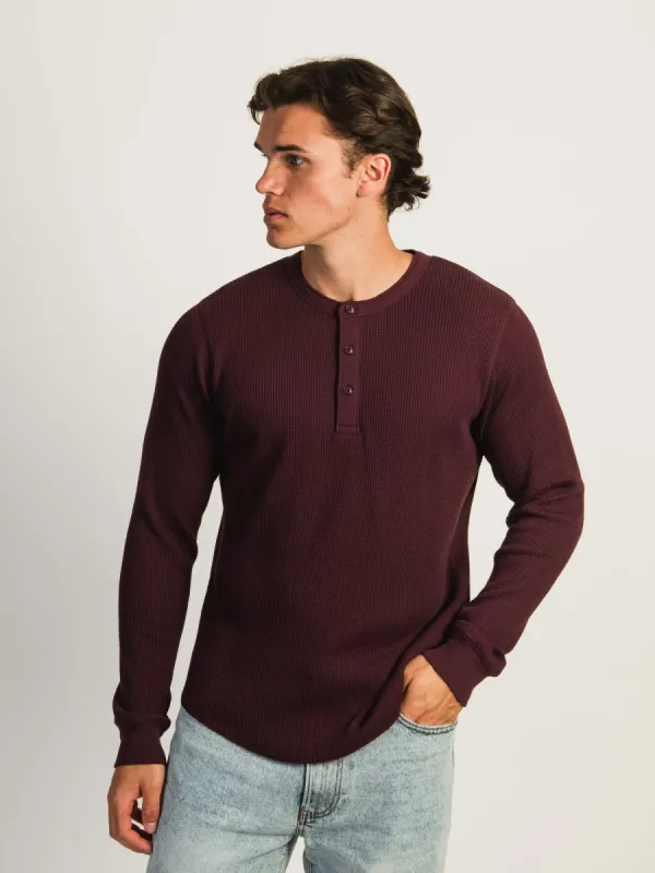 KOLBY WAFFLE HENLEY - MAUVE sold by Kolby