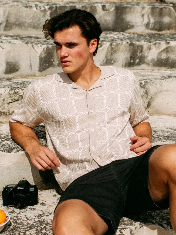 KOLBY KNIT SHIRT - PEBBLE sold by Kolby