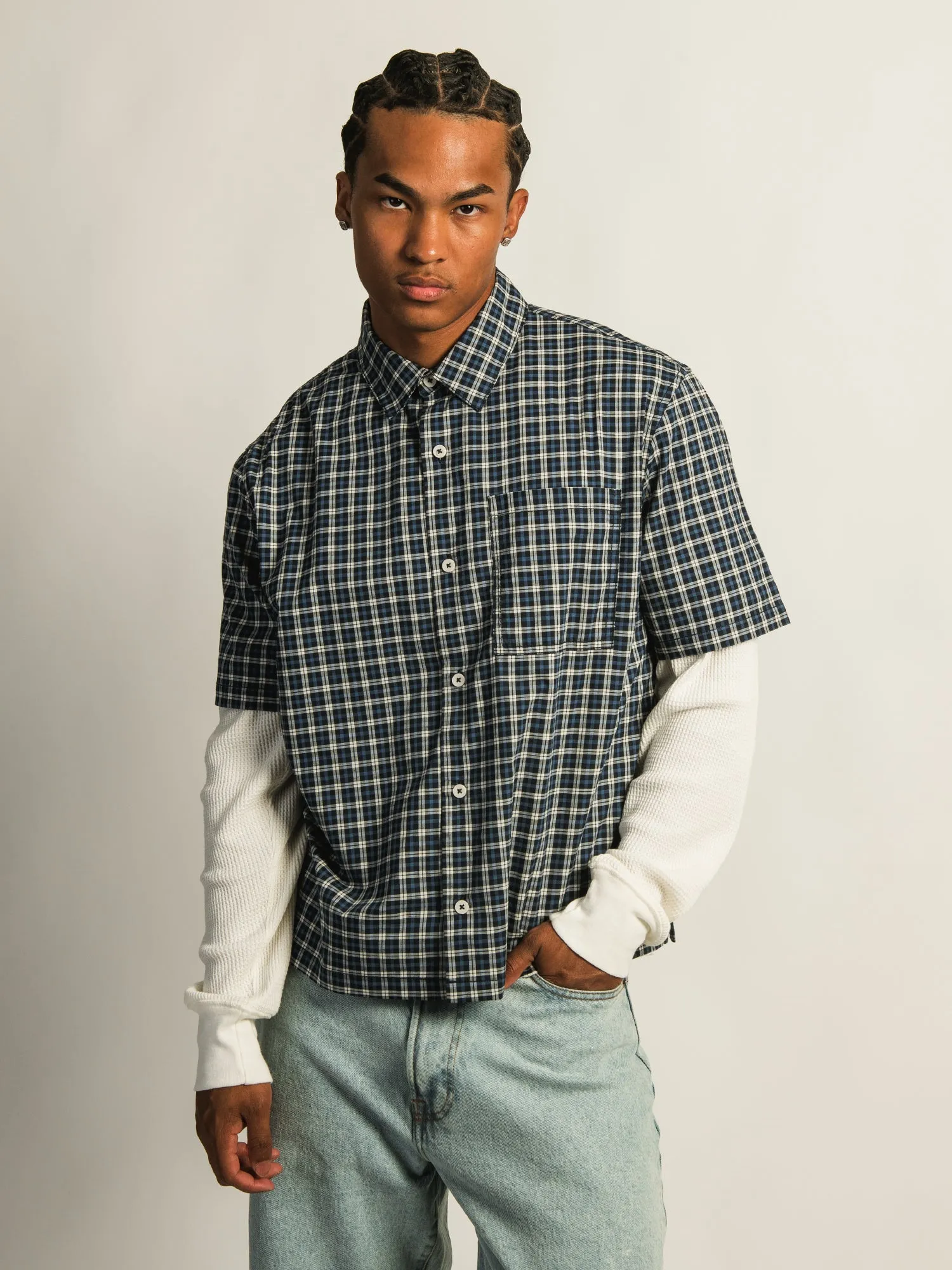KOLBY BOXY PLAID SHIRT - BLUE sold by Kolby product image thumbnail 3