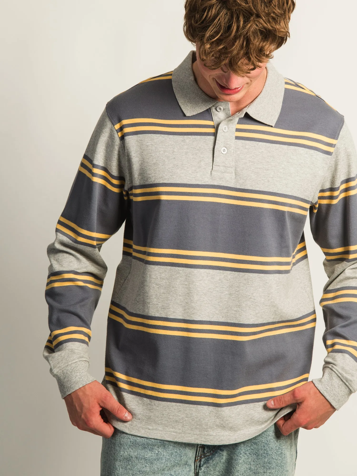 KOLBY LONG SLEEVE RUGBY SHIRT - HEATHER GREY sold by Kolby product image thumbnail 3