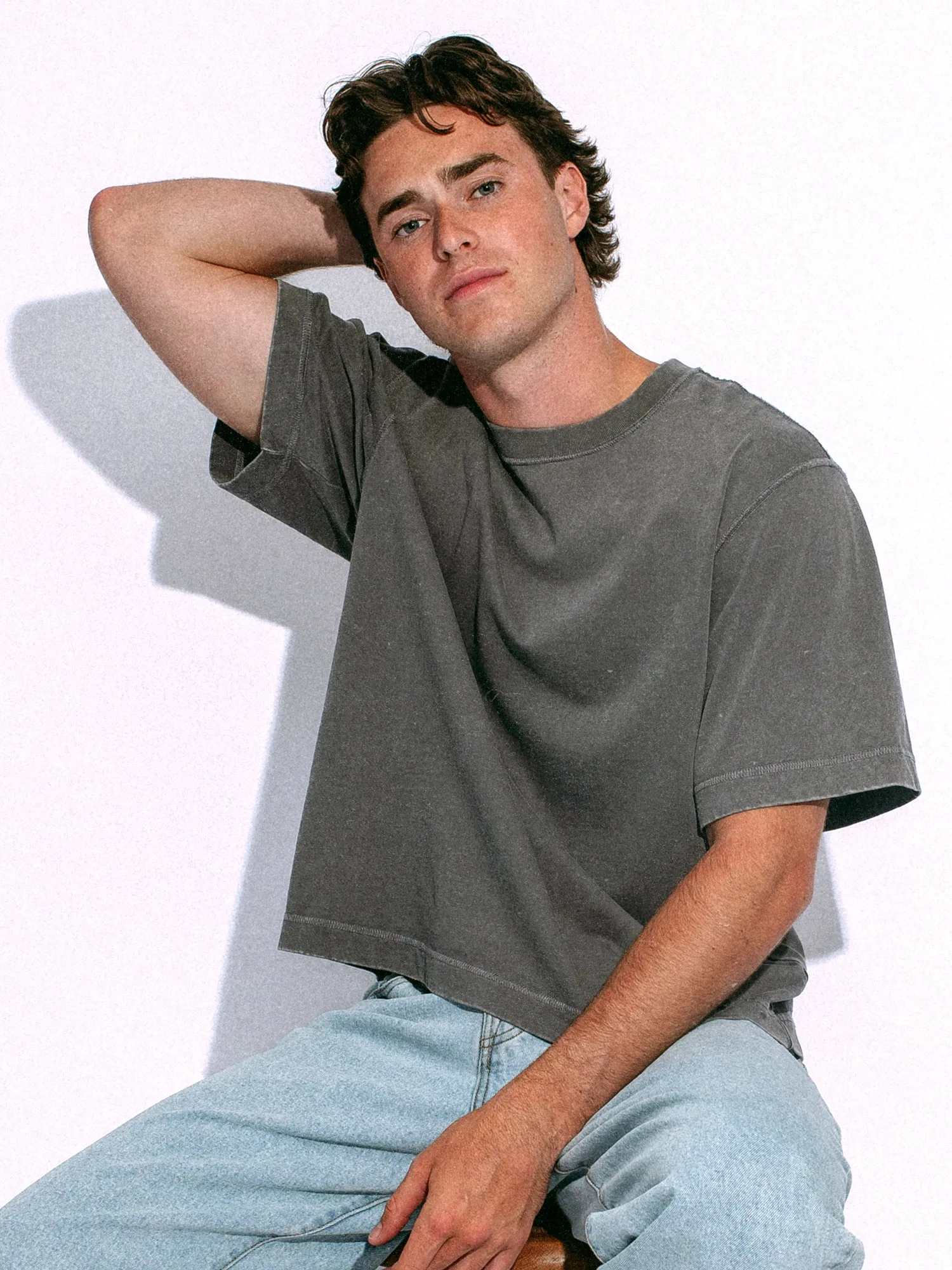 KOLBY SHORT CUT HEAVYWEIGHT TEE - CHARCOAL sold by Kolby