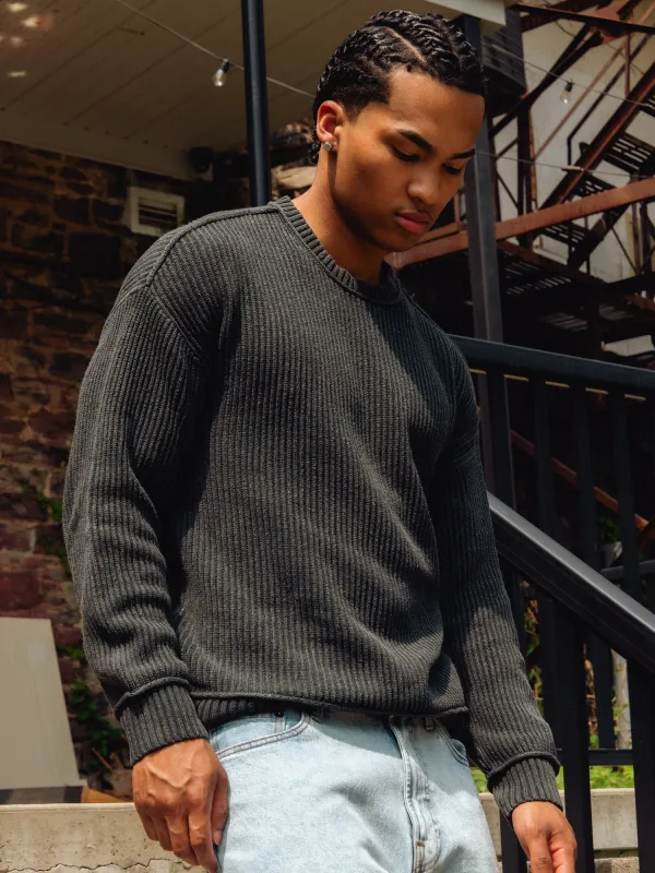 KOLBY RIB KNIT SWEATER - BLACK sold by Kolby